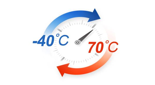 在-40℃到70℃的温度范围内宽温操作